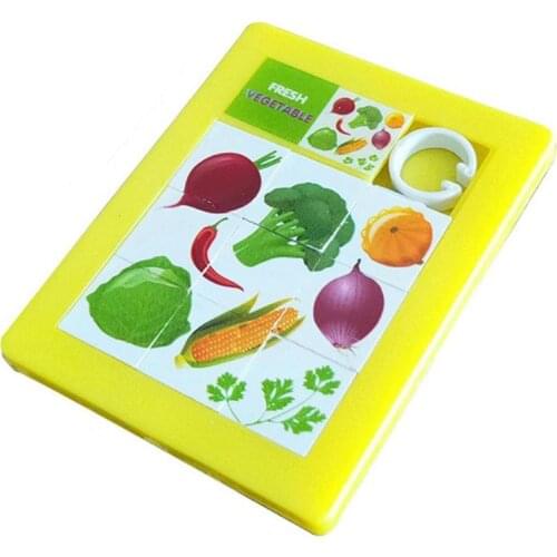 Kids Toys Cartoon DIY 9 Grid Flat Jigsaw Moving Puzzle Toy For Children Baby Animal/Fruit Learning Educational Toys Random