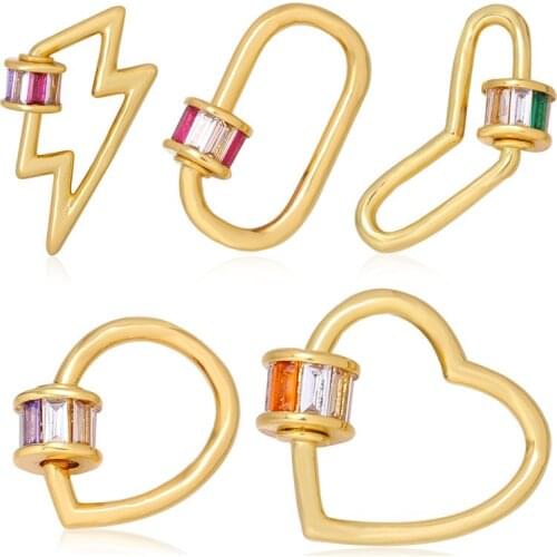 DIY Jewelry Making Accessories Gold Spiral Clasp Distorted Love Shape Zircon Necklace Connectors Linker Jewelry Making Supplies