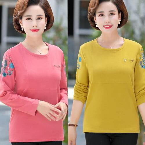 Cotton long-sleeved t-shirt women large size shirt new Korean loose casual cotton spring autumn shirt 5xl