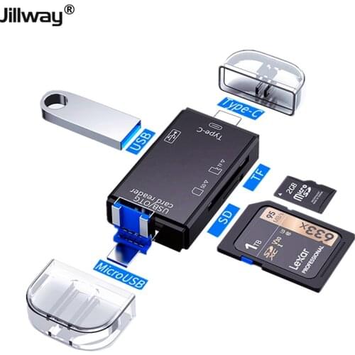 Jillway 2.0 Type-C Card Reader for SD TF Micro USB OTG Adapter for Macbook Laptop PCSmart Memory Android Phone