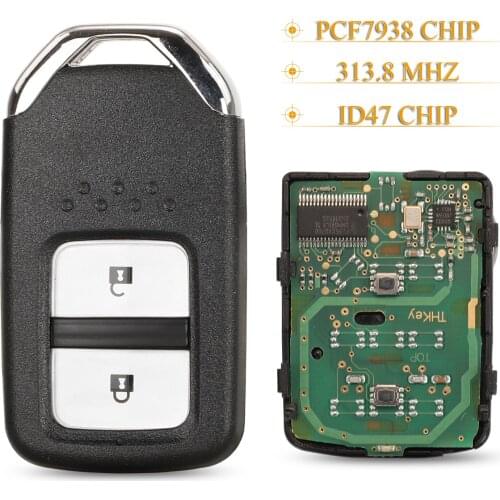 Kutery 2 Buttons Smart Remote Car Key Fob 313.8Mhz ID47 Pcf7938 Chip For Honda Fit City Jazz XRV Venzel HRV