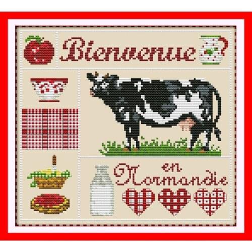 Milk Cow Chinese Cross Stitch Kits Ecological Cotton Diamond Painting Stamped Printed 14CT 11CT DIY Wedding Decoration For Home