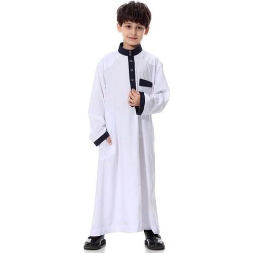Kurta Islamic Arab Clothing Children Abaya Thobe Loose Kaftan Arab Kids Long Kaftan Islamic Children round collar Robe clothes
