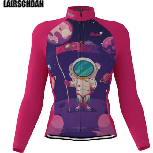 LairschDan 2021 Women Long Cycling Jersey Top Astronaut Cycling Clothing wielrenkleding dames MTB Bike Jersey Road Bicycle Shirt
