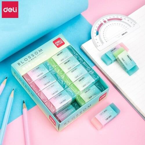 Deli Gradient Color Pencil Eraser 30 Pcs Cute Candy Colors Erasers Kawaii School Supplies Office Stationery Prizes Gift for Kids