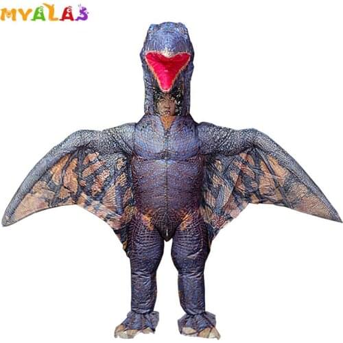 Flying Pterodactyl Inflatable Halloween Blow-Up Costumes for Adult Dino T-REX Men Triceratops Full Body Dress Blue Green Suit