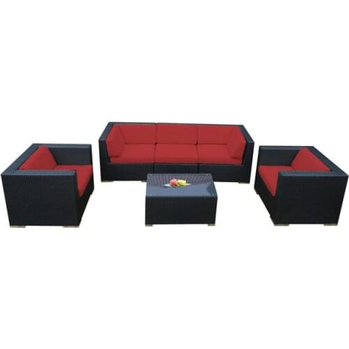 Living Room Furniture 6 Piece Black Deep Seating Sectional Sofa Set