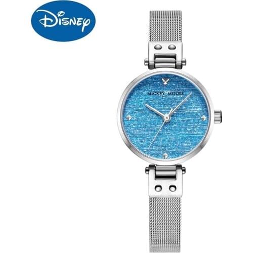 Disney Official Micky Mouse Womens Fashion Casual Japan Quartz Wristwatches Crystal Glass Lady Dress Female Mesh Bling New Clock