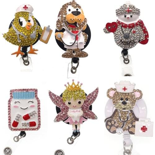 Cartoon nurse scrubs retractable id badge holder reel for nurse accessories