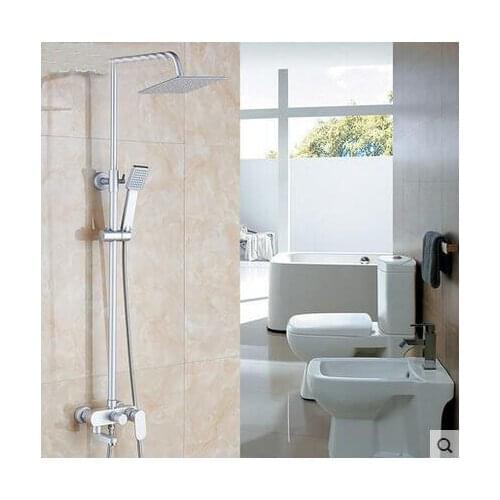 Space Aluminum shower faucet set rainfall shower head, Bathroom handheld shower head faucet mixer, Wall mounted shower water tap