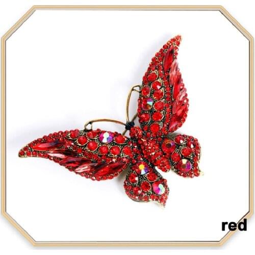 Retro New Crystal Butterfly Brooch Fashion Animal Insect Lady Brooch High-End Hundred Matching Accessories