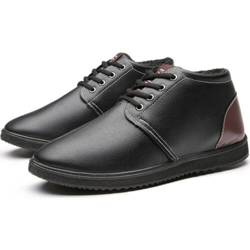 2021 Winter New Street Style Mens Snow Boots Round Toe Low Heel Slip-on Plush Thickening Shoes with Platform for Outside