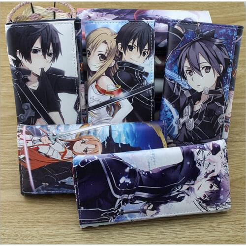 New Arrival Anime Sword Art Online Long Style PU Wallet Printed With Asada shino Kirito/kirigaya kazuto W/Button