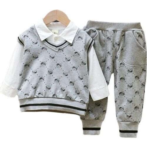New Spring Autumn Baby Boys Clothes Suit Children Fashion Vest Shirt Pants 3Pcs/Sets Toddler Casual Costume Infant Kids Clothing