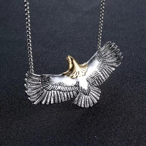 Classic Punk High Quality Metal Animal Flying Eagle Pendant Necklace Vintage Silver Color Chain Necklaces for Men Rock Jewelry