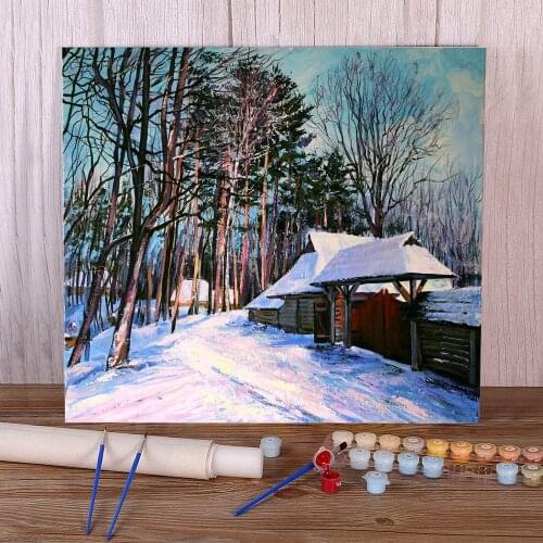 Landscape Winter Sun DIY Paint By Numbers Package Oil Paints 40*50 Paiting By Numbers Wall Decoration For Handicraft