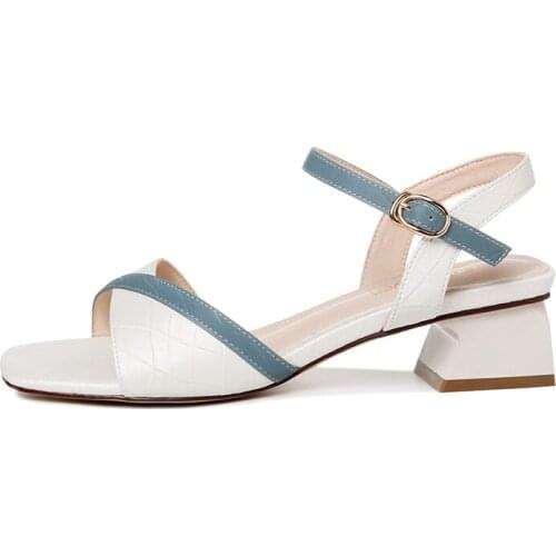 Open-Toed Thick Heel Sandals, One-Line Buckle And Color Matching WomenS Shoes, WomenS Platform Shoes