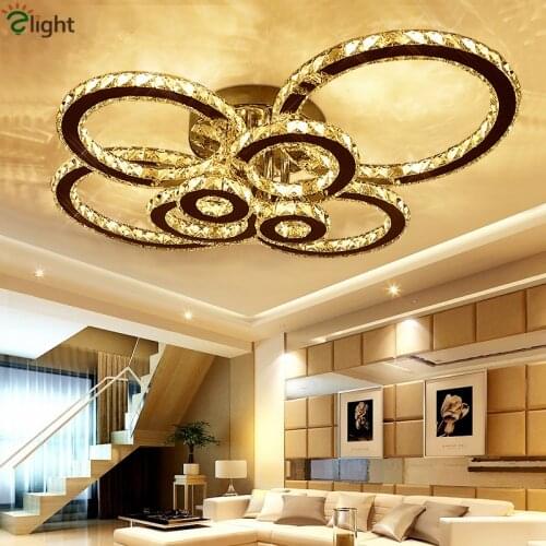 Modern Luxury Lustre Cristal Led Chandelier Lighting Living Room Circle Ring Luminaria Dimmable Ceiling Chandelier Lamparas