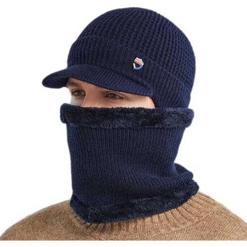 TRIPLE INFINITY Warm Winter Hats Stylish Fluff Lined Male Baseball Cap Thick Winter Bicycle Knitted Hats Sun Visors For Men New