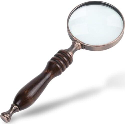 10X 72mm Map Inspection Wood Handle Handheld Magnifying Glass Vintage Magnifying Glass Portable Retro Handle Magnifier for Gifts