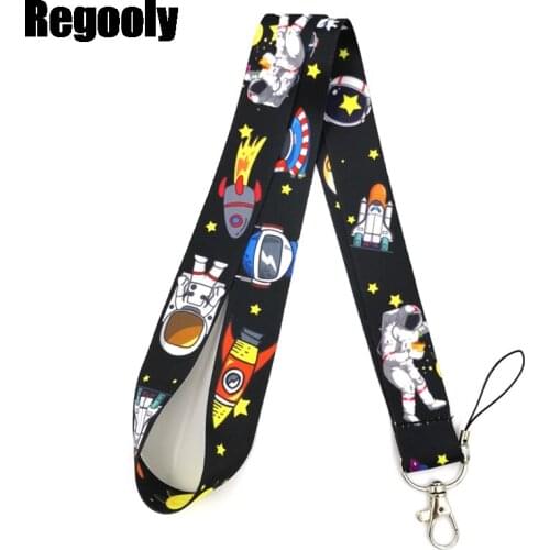 Universe Moon Astronaut Neck keychain necklace Anime Cartoon Neck Strap Lanyard ID badge holder Keychain Lanyards