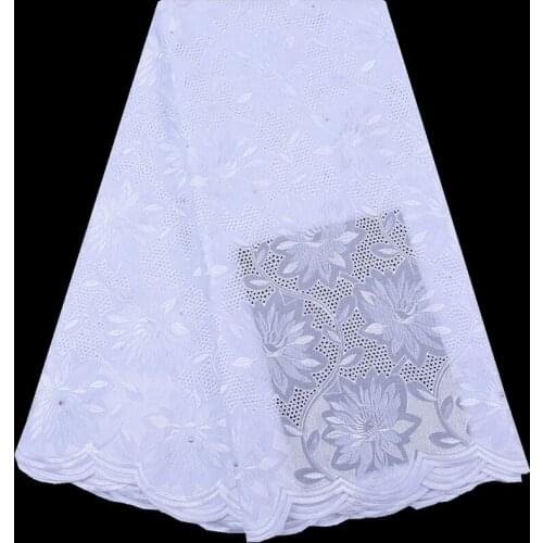 Zhenguiru High Quality Mesh Swiss Voile Fabric Cotton African Fabric Embroidery Flowers Nigerian Fabric For Women Wedding A2126