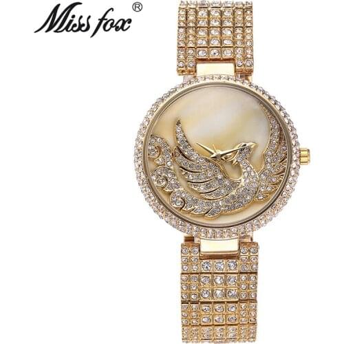 Miss Fox Phoenix Luxury Watch Women Rhinestone Waterproof Relojes Mujer 2020 Female Top Brand Sobretudo Feminino Golden Clock