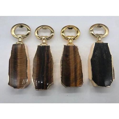 1pcs Natural Tiger Eyes Beer Bottle Opener stone classic Cool Ring Keychain Corkscrew practical bar kitchen