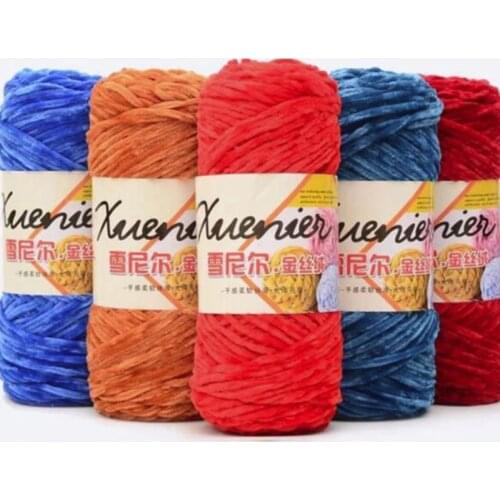 100g Chenille Velvet Yarn Soft Wram Solid Color Hand-Knitted Thick Crochet Thread for DIY Craft Scarf Sweater Blanket