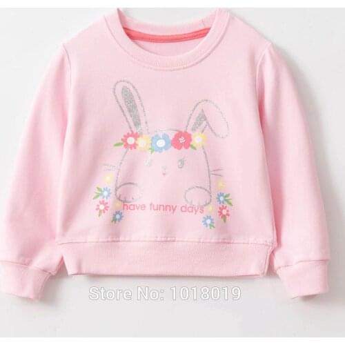 Bunny 100% Terry Cotton Sweater Children t-shirt Pink Tee Blouse 2021 Brand Baby Girl Clothes Kids Hoodies Girls Tops Sweatshirt