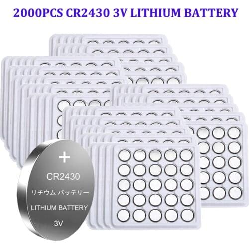 2000pcs Wholesale CR2430 DL2430 2430 3V Button Battery For Watch Toy Headphone CR 2430 Coin Cell Batteries ECR2430 BR2430 KL2430