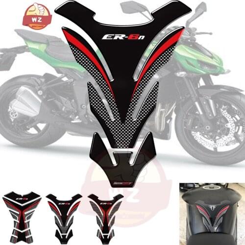 3D Carbon-look Motorcycle Tank Pad Protector Decal Stickers Case for Kawasaki ER6N ER-6N Tank All Years