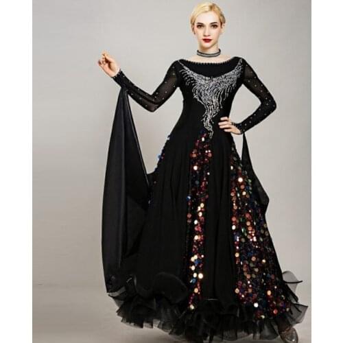 Ballroom dance dress fringe dress for ballroom dancing viennese waltz dress ball dress luminous costumes for dance clothes rumba