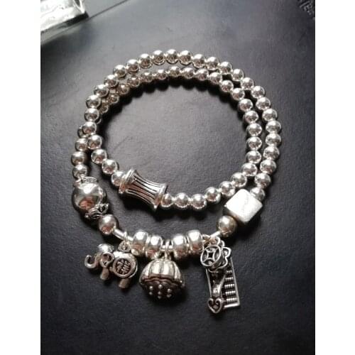 Sterling silver bracelet womens personality, leisure and fashion, wild temperament elephant lotus bracelet