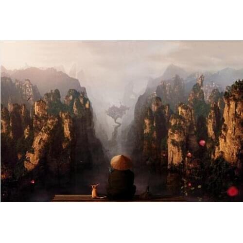 Home Decoration Canvas Poster Print Asian China Landscape Mountain Fantasy Fabric canvas Poster Alpine Clouds