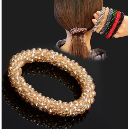 Women Girls Elegant Crystal Elastic Hair Bands Sweet Hair Ornament Headband Scrunchie Fashion Hair Accessories Ponytail Holder