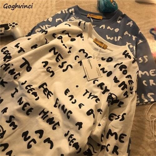 Short Sleeve T-shirts Women Summer Loose Letter Couple Simple Basic All-match Students Unisex Casual Chic Soft Hot Sale Newly