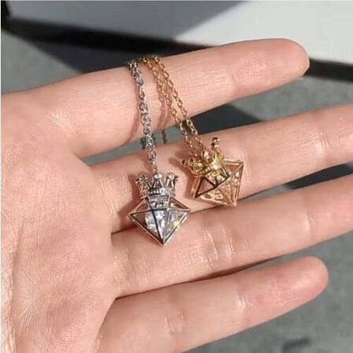 Cuban Zircon Crown Pendant Necklace For Women Hot Sale Choker Collares Necklace Valentines Day Gifts Jewelry For Bijoux Ladies