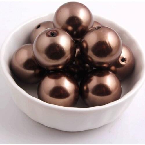 Kwoi vita A46 dark brown color 20mm acrylic Imitation Pearl beads 100pcs a lot for kids Beaded Jewelry