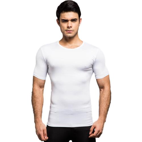 Summer Men Short Sleeves T shirt Pure Color T-shirt Casual Solidcolor Bodybuilding Clothing S-2XL Fitness Compression Shirt Tops