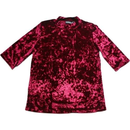 Hot Sale Women Diamond Velvet T Shirt Half Sleeve Vintage Velour Tees Tops Clothing Femme Camisetas Mujer