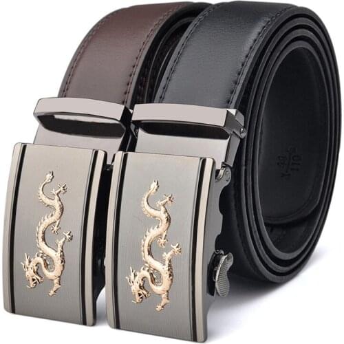 Leather Belts Men 3.5cm Width Brand Fashion Automatic Buckle Genuine Leather Mens Belts Cow Designer Belts Men High Quality