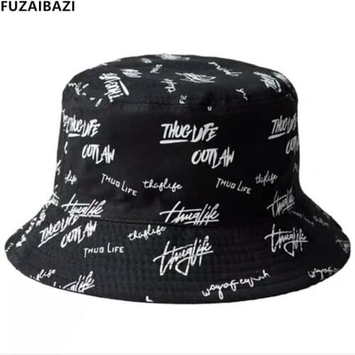 FUZAIBAZI New Mens Womens Tide Hats Letter Embroidery Double-Sided Wear Shading Fishermans Hat Banama Spring Summer Sombrero