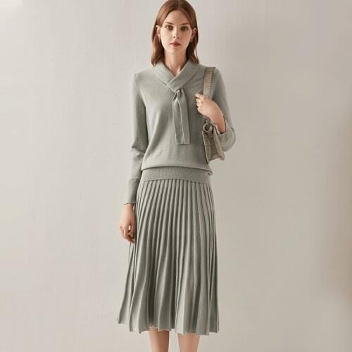 2020 autumn and winter new fashion age-reducing western style thin suit skirt two-piece thick 100% pure cashmere suit