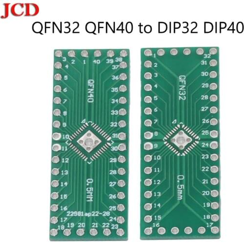 JCD Pinboard QFN32 QFN40 to DIP32 DIP40 0.5MM adapter Socket Adapter plate PCB QFN32 / QFN40 adapter plate / SMD DIP switch DIP