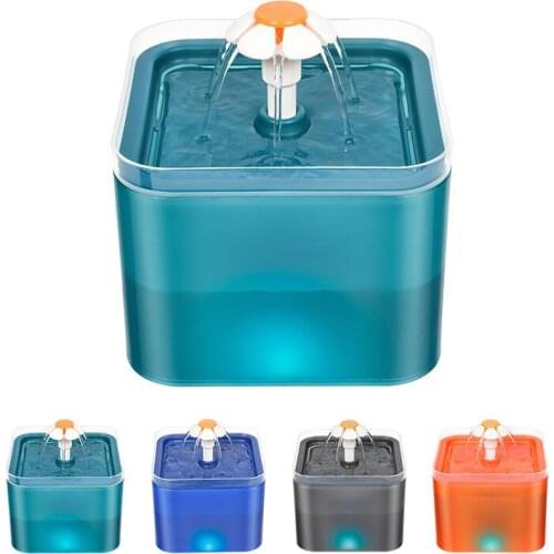 New Translucent Color Pet Water Fountain with USB Cat Automatic Feeders Portable Pet Cat Dog Water Bottle Cat Accessories Pet