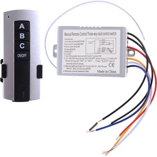 220V 3 Channel Wireless Remote Control Switch Digital Remote Control Switch for Lamp & Light HT034