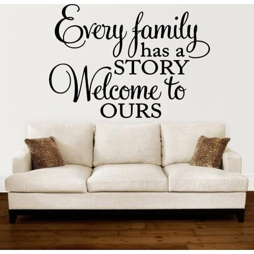 Family Lettering Wall Stickers Every Family has a Story Home Decoration Living Room Bedroom Wardrobe Vinyl Wall Decals Y874
