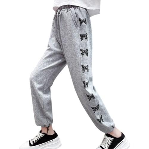Girls Sport Pants Heart Pattern Girls Trousers Spring Autumn Childrens Sweatpants Casual Style Girls Clothes 6 8 10 12 14