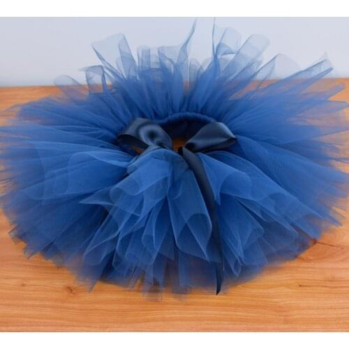 Girl Navy Blue Fluffy Tutu Skirt Baby Birthday Party Tutus Cake Smash Kids Dance Performance Ballet Skirts Newborn Photography